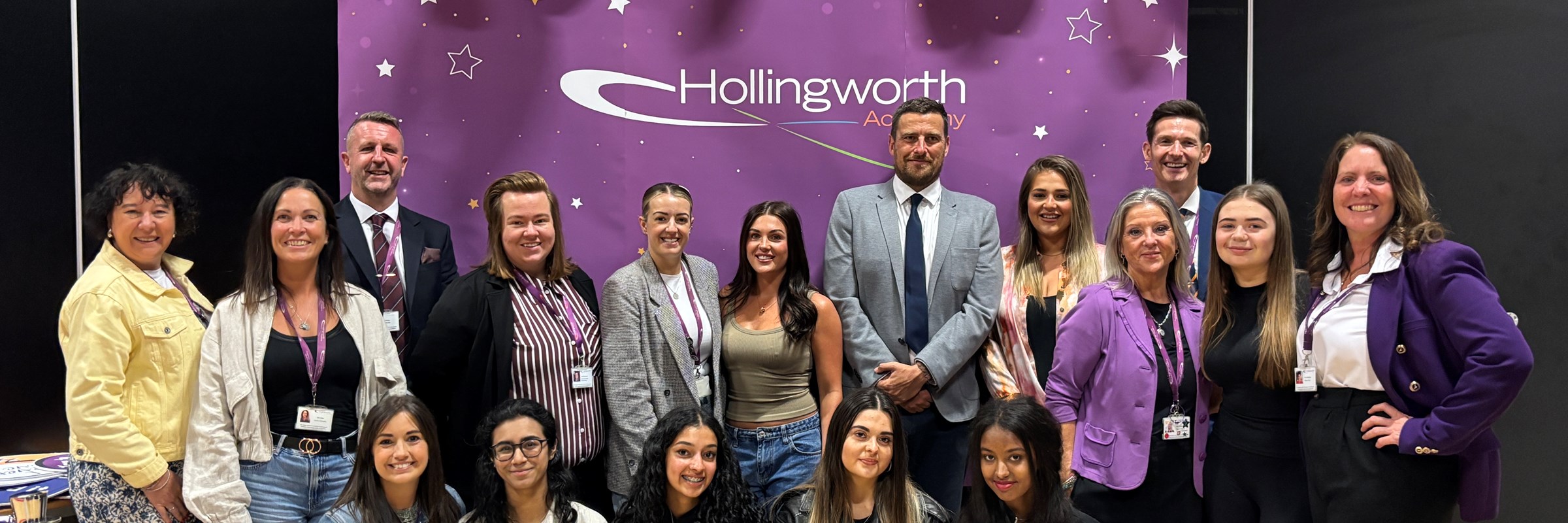 Students and staff at Hollingworth Academy, Rochdale, celebrate GCSE results day