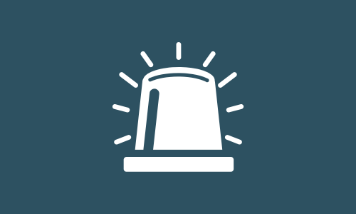 A cartoon image of a police siren in white on a blue background.