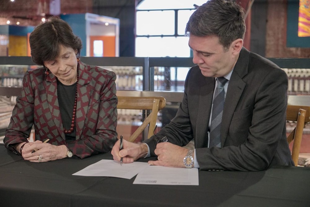The Mayor of Greater Manchester, Andy Burnham and the Chair of the Science Museum Group, Dame Mary Archer