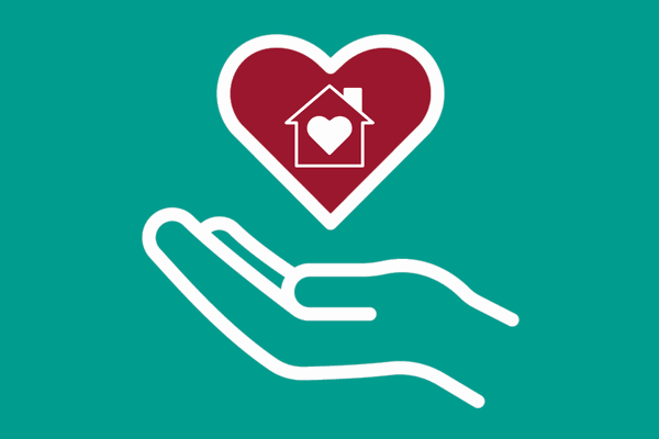 Graphic of a hand holding a heart with a house with and heart inside