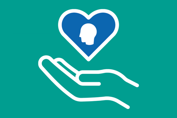 Graphic of a hand holding a heart with a brain symbol inside