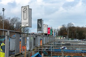 View of containers at a Household Waste Recycling Centre