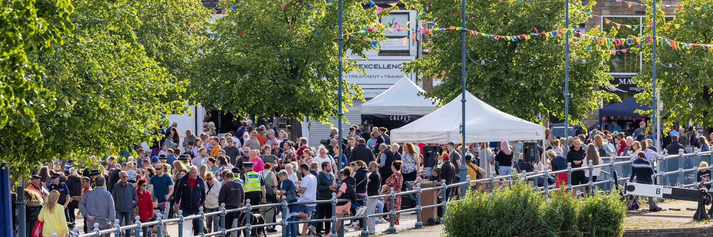 People attending Street Food Festival in Stalybridge