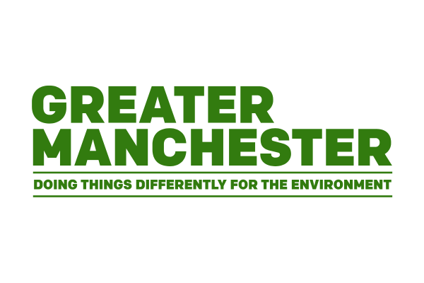 GM Environment logo. Green text reading "Greater Manchester, Doing Things Differently For The Environment"