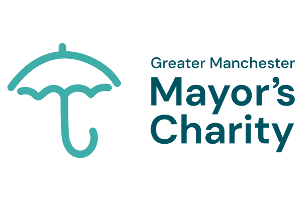 GMMC logo - a blue umbrella to the left of writing Greater Manchester Mayor's Charity.