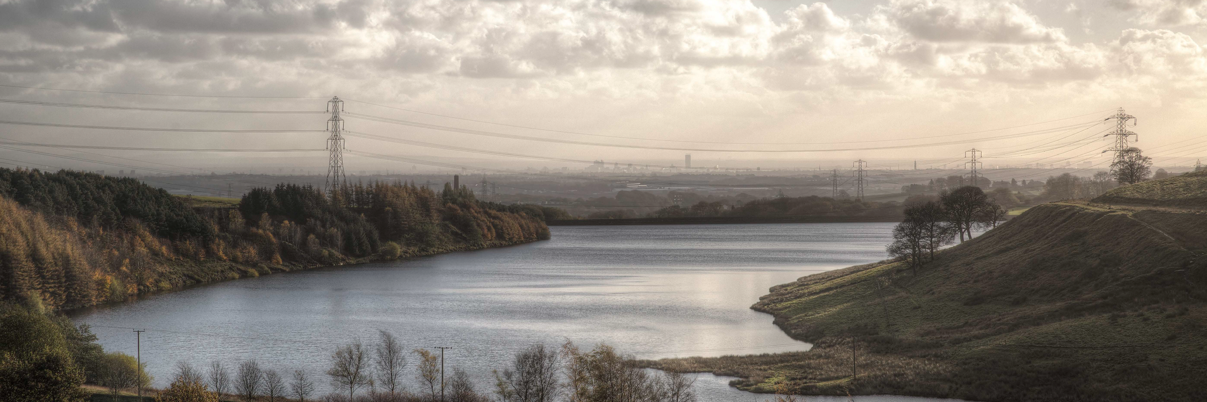 Picture of Greenbooth Reservoir showing water and surrounding land. Picture obtained from United Utilities with their permission to use.
