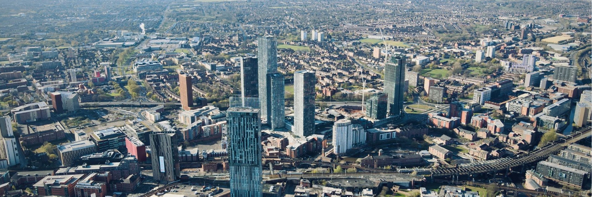 An aerial view of Manchester UK