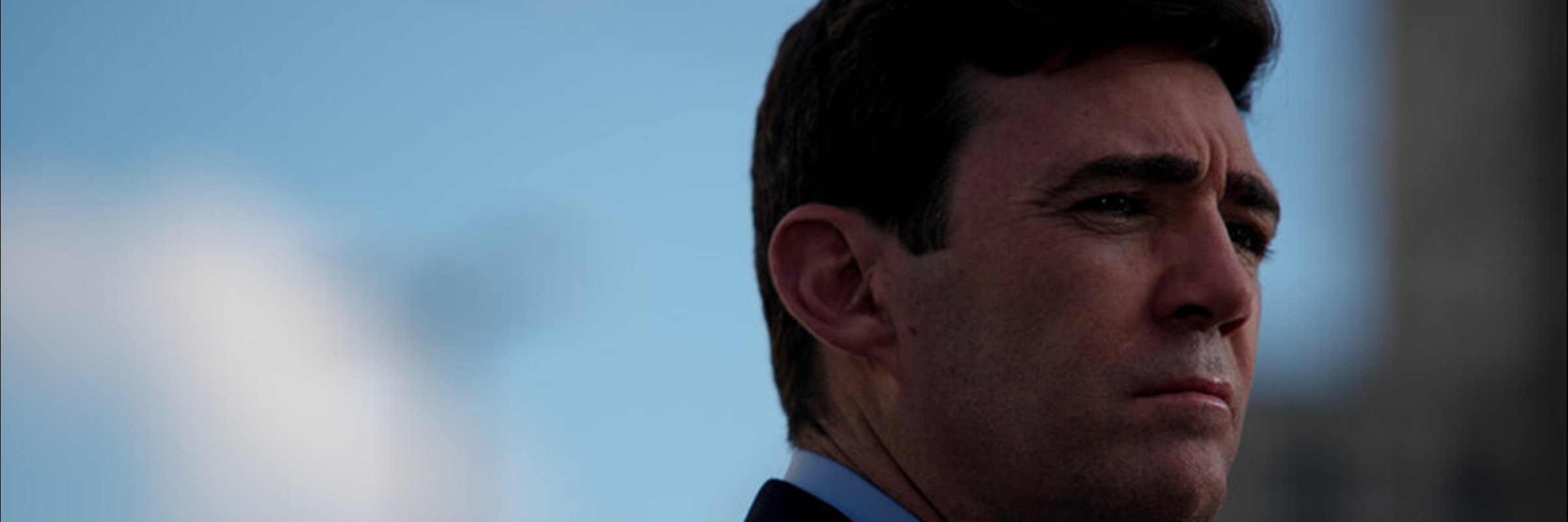 A headshot of the Mayor of Greater Manchester, Andy Burnham
