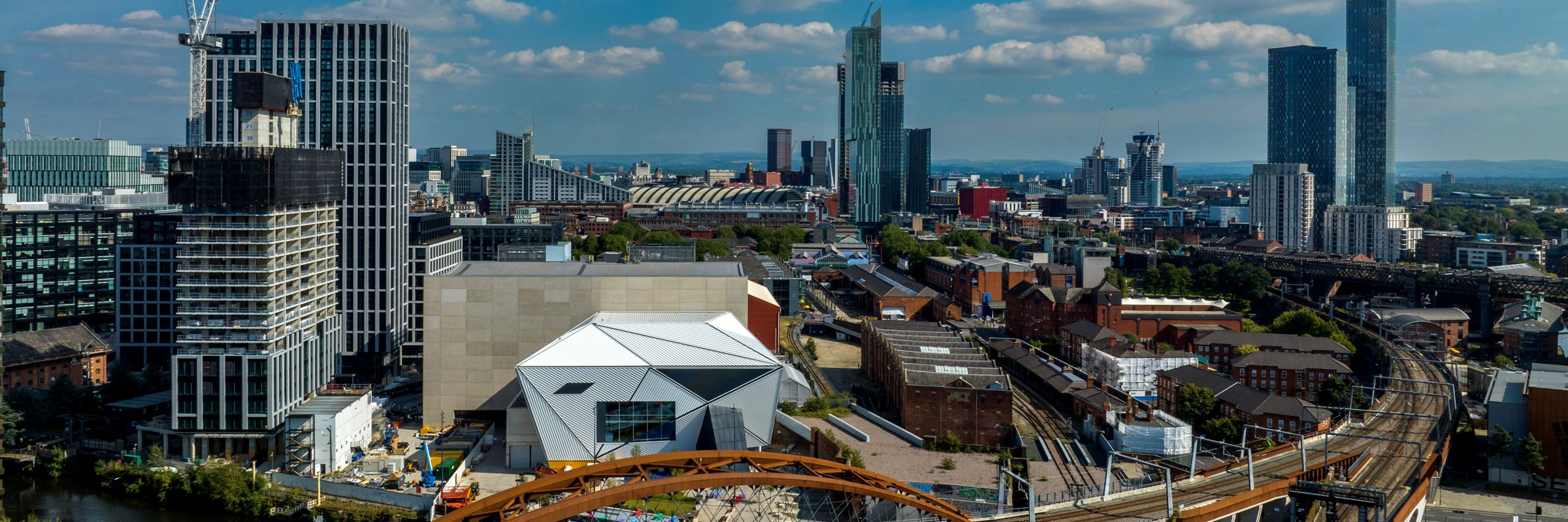Birds eye view of the city of Greater Manchester.