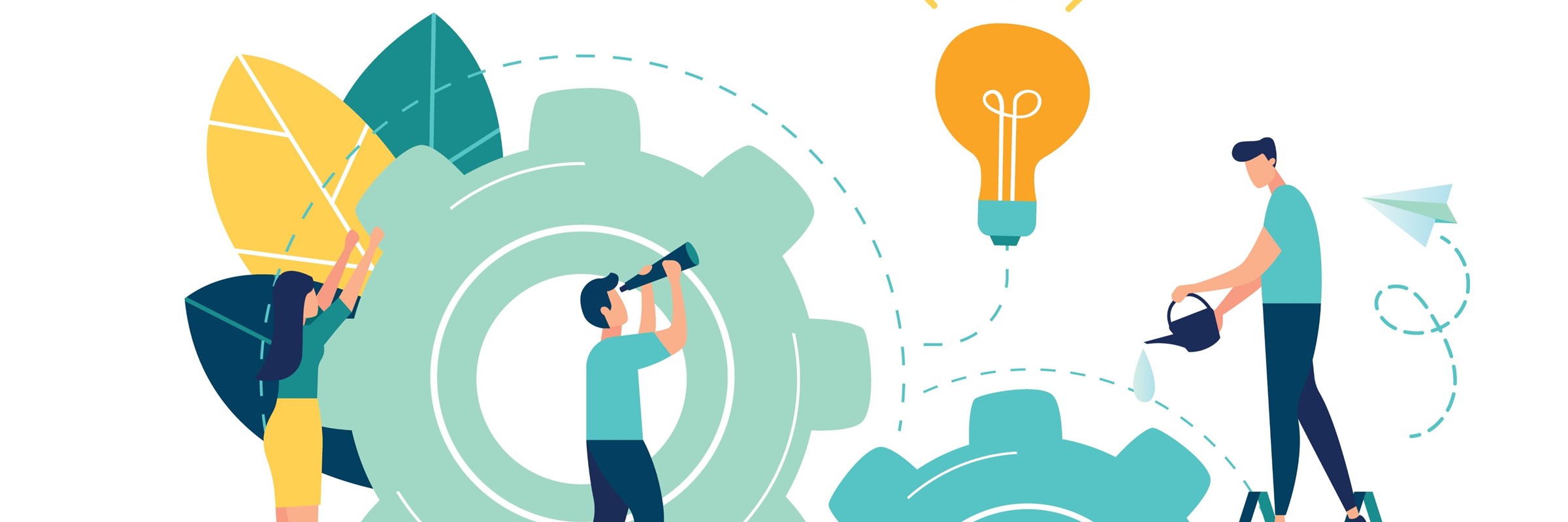 Abstract graphic of people developing ideas.
