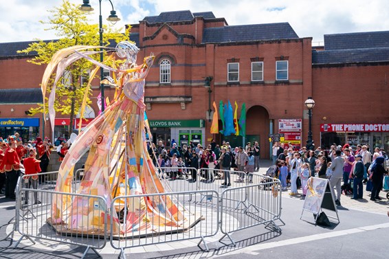 People gather in Oldham town centre around Cabasa's 