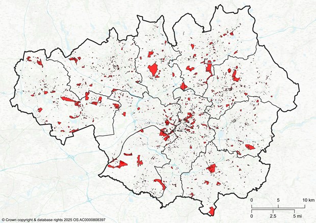 A map of the identified housing land supply in Greater Manchester.