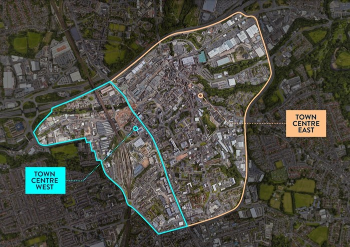 Map showing the designation outlined in the Stockport Town Centre Mayoral Development Corporation