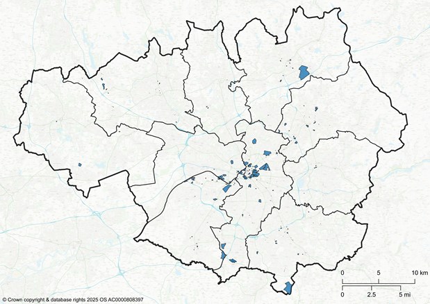 A map of the identified offices land supply in Greater Manchester.