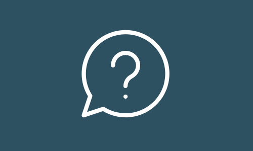 A speech bubble with a question mark inside. The lines are white on a blue background.